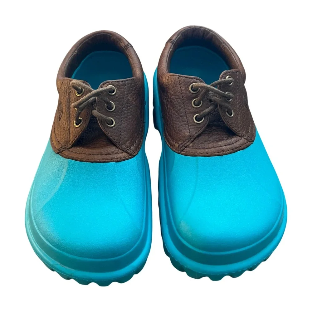 Crocs Islander Pitcrew Boat Shoes Blue Rubber Leather Mens 7 Womens 9